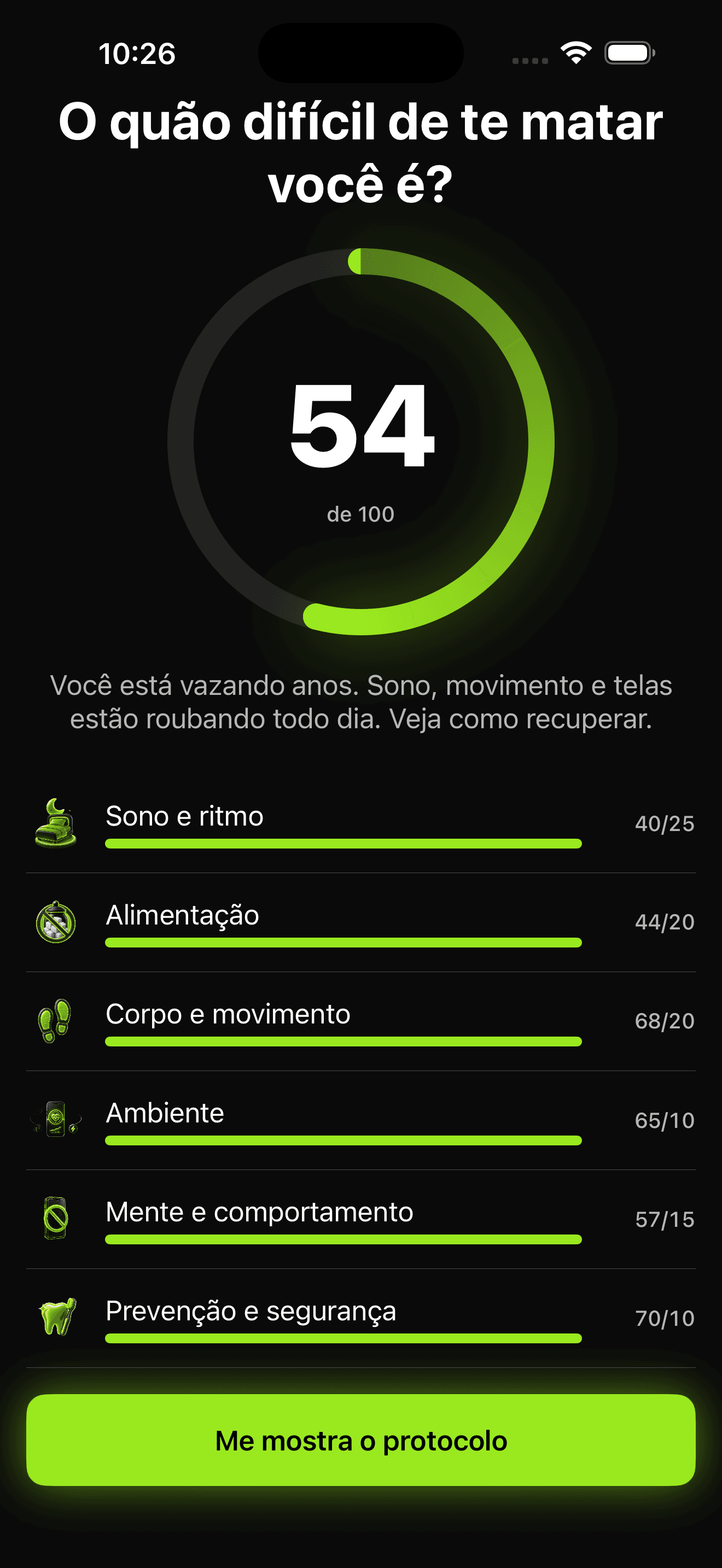 Don't Die Today — Longevity Score do dia