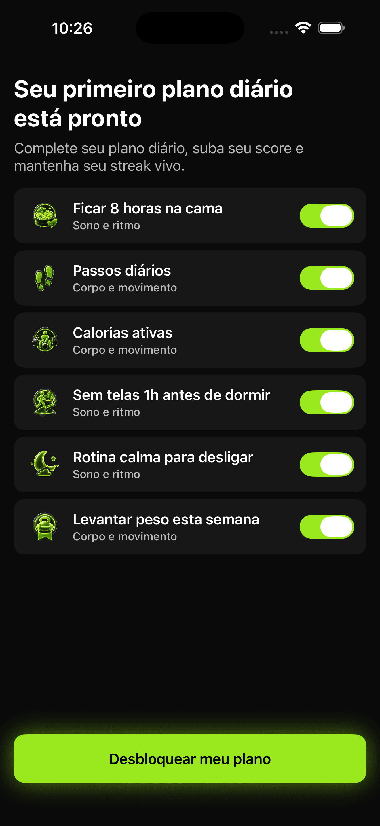 Don't Die Today — Plano diário