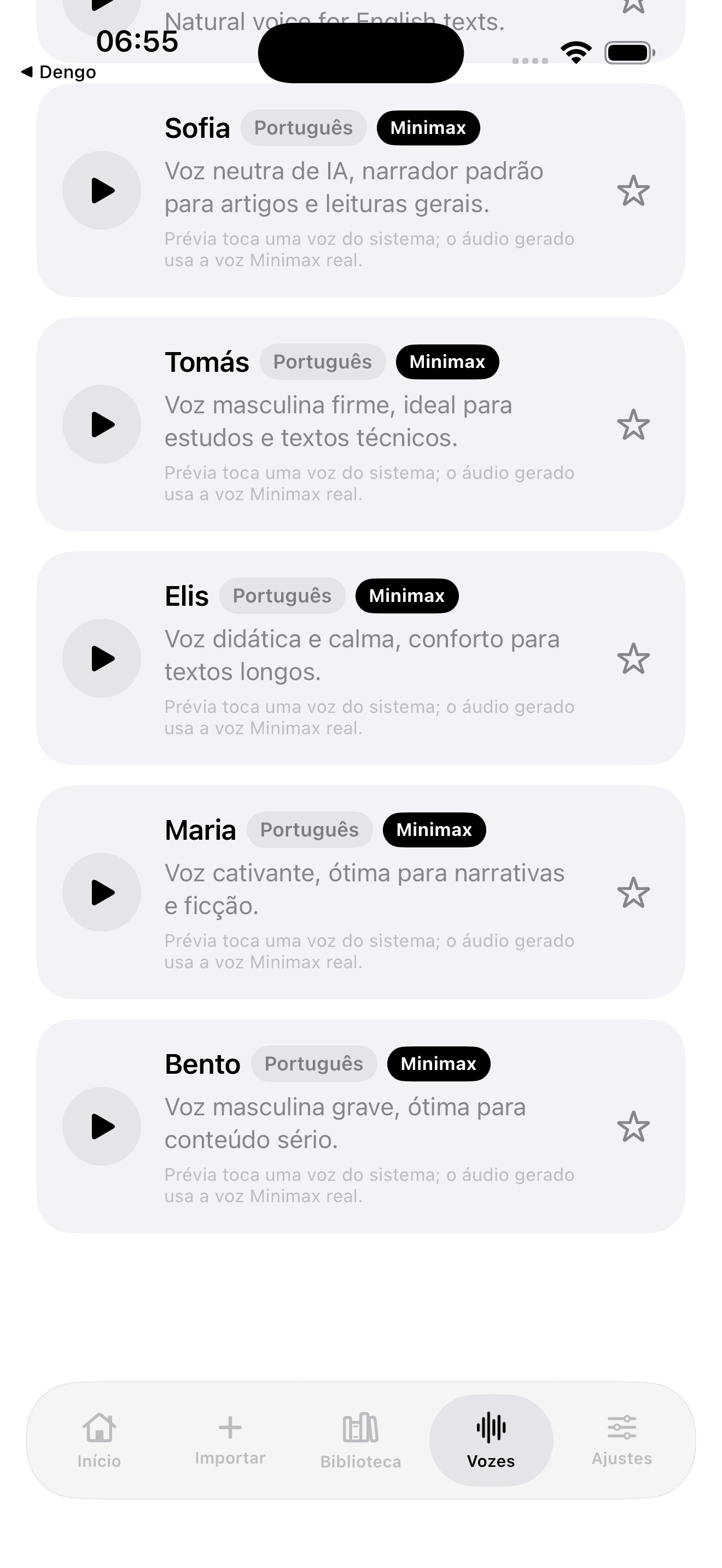 Ouve — Catálogo de vozes naturais